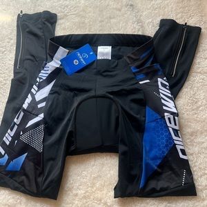 Women Nicewin Padded Bike Leggings Blue Black 3 pockets Easy Dry Spandex Size M